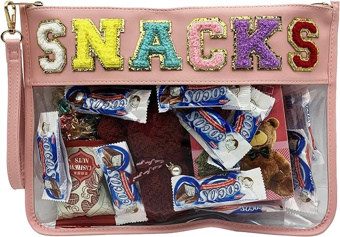 HAIBOLAN Monogram Clear Stadium Purse Bag Chenille Letter Travel Patch Pouch Snack Makeup Wristle... | Amazon (US)