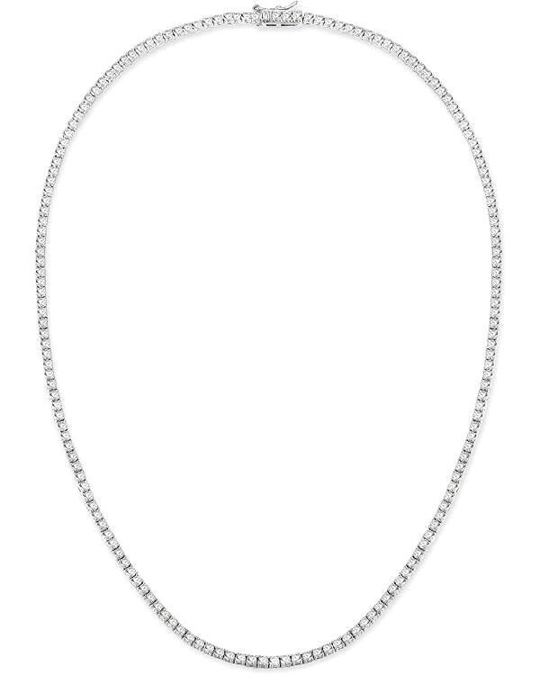 Gemsme 18K White/Yellow Gold Plated 3.0mm Round Cubic Zirconia Classic Tennis Necklace For Women ... | Amazon (US)