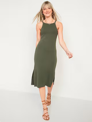 Fitted Rib-Knit Midi Cami Dress for Women | Old Navy (US)