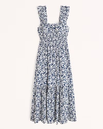 Ruffle Strap Textured Maxi Dress | Abercrombie & Fitch (US)