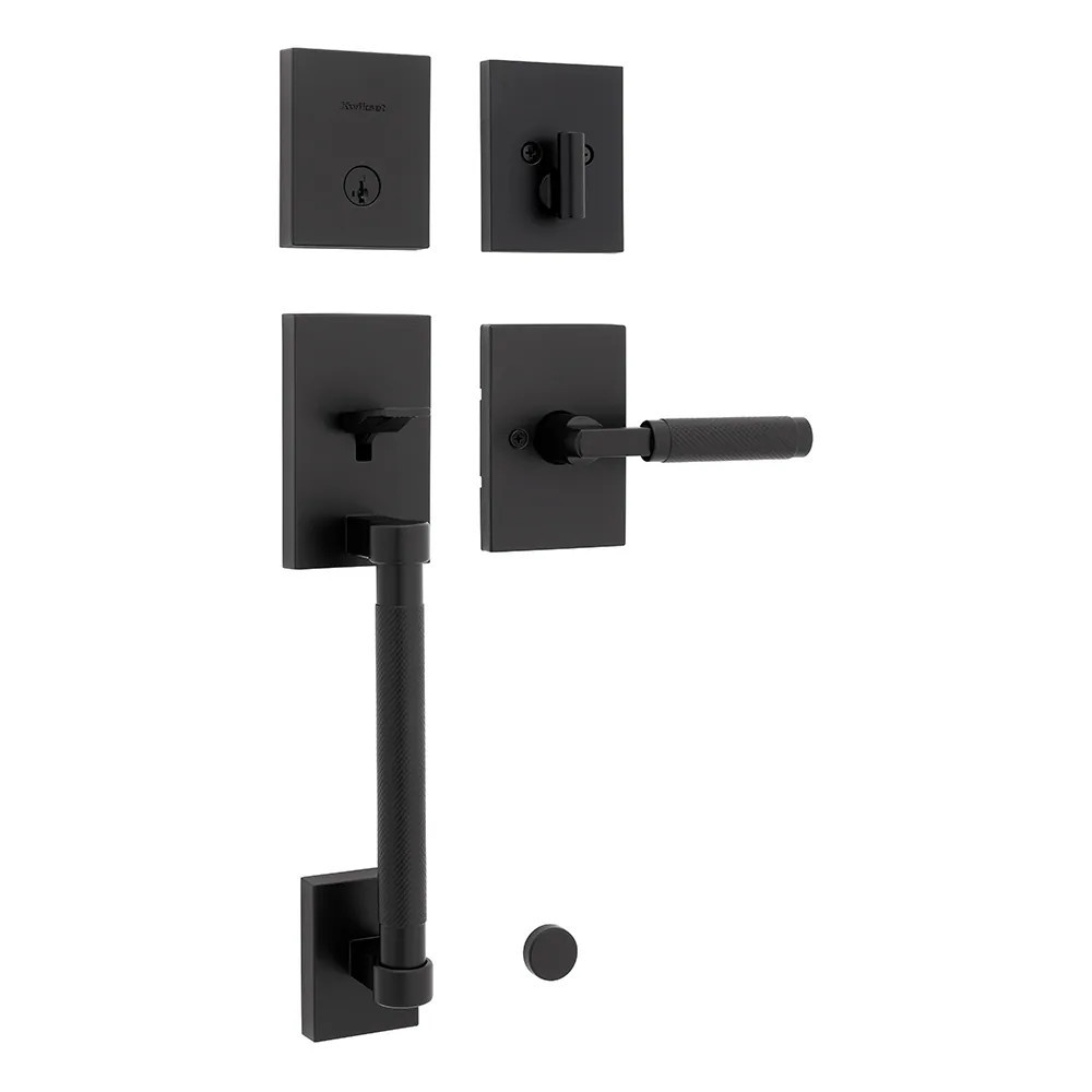 Kwikset Signature Series Knurled Prava Matte Black Exterior Single-Cylinder Deadbolt and Keyed Entry Door Handleset ft. SmartKey Security | 98180-047 | Lowe's