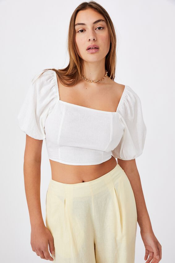 Evie Balloon Sleeve Cropped Blouse | Cotton On (ANZ)