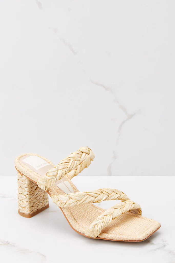 Pang Light Natural Raffia Sandals | Red Dress