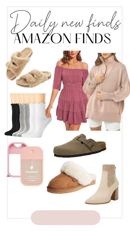 Amazon finds
Amazon fashion
Slippers
Clogs
Fall fashion
Fuzzy slippers
Socks
Ruffle socks
Booties
Fall boots
Boots
Neutral outfit
Neutral style
Dress
Sweatshirt 
Sweater 
Ankle boots
Trendy fall fashion 
Hand sanitizer 
Amazon must haves


#LTKhome #LTKworkwear #LTKSeasonal