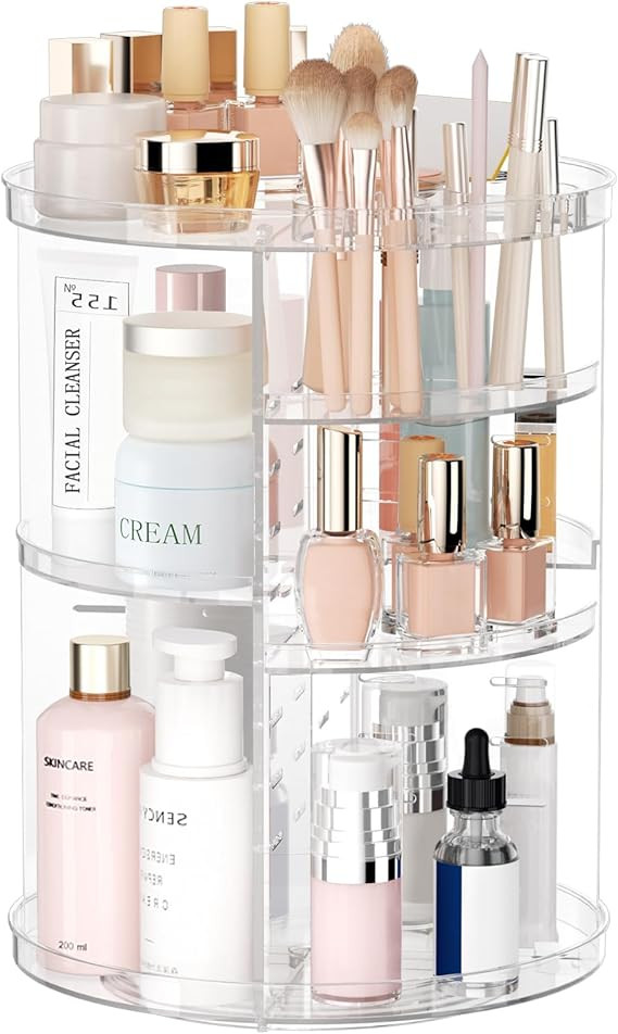 Rotating Makeup Organizer, DIY 8 Adjustable Layers Spinning Skincare Organizer, Cosmetic Display ... | Amazon (US)
