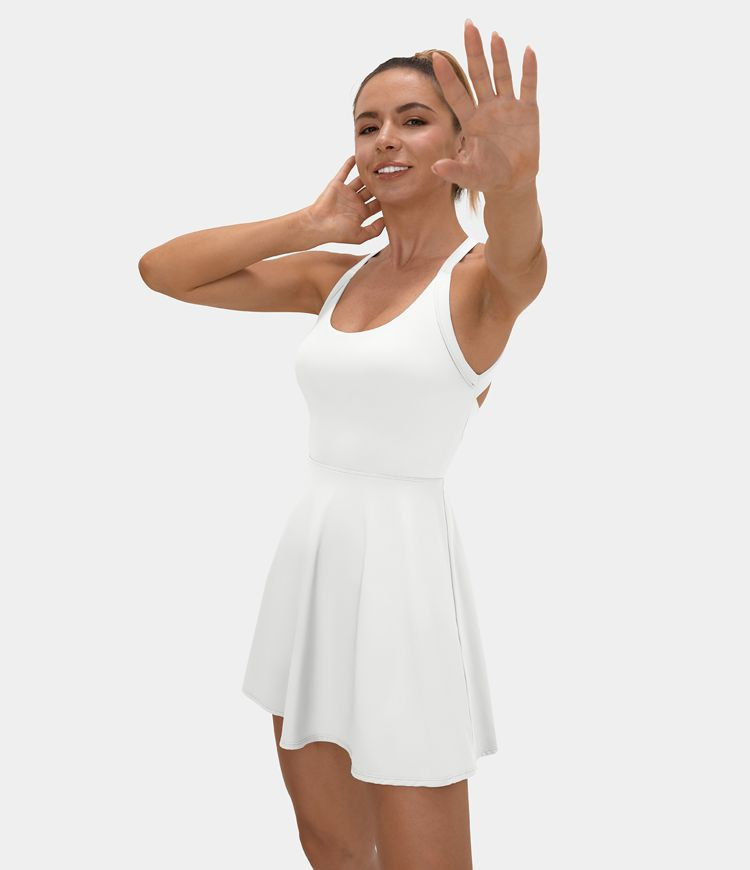 Women’s Backless Cut Out Twisted Side Pocket 2-in-1 Barre Ballet Dance Dress - HALARA | HALARA