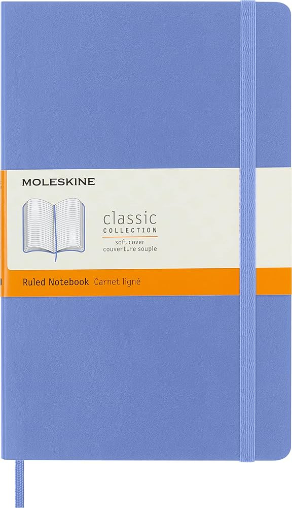 Moleskine Classic Notebook, Soft Cover, Large (5" x 8.25") Ruled/Lined, Hydrangea Blue, 192 Pages | Amazon (US)