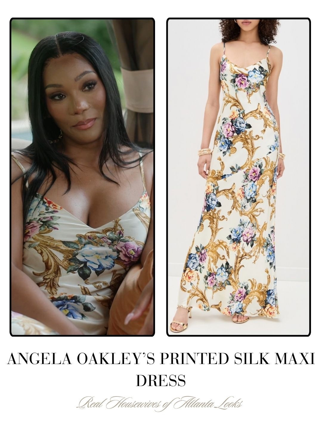 Angela Oakley’s Printed Silk Maxi Dress 