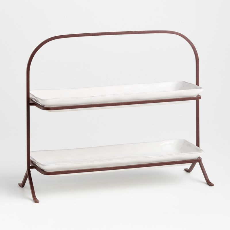 Marin White 2-Tier Server Cupcake Stand + Reviews | Crate & Barrel | Crate & Barrel
