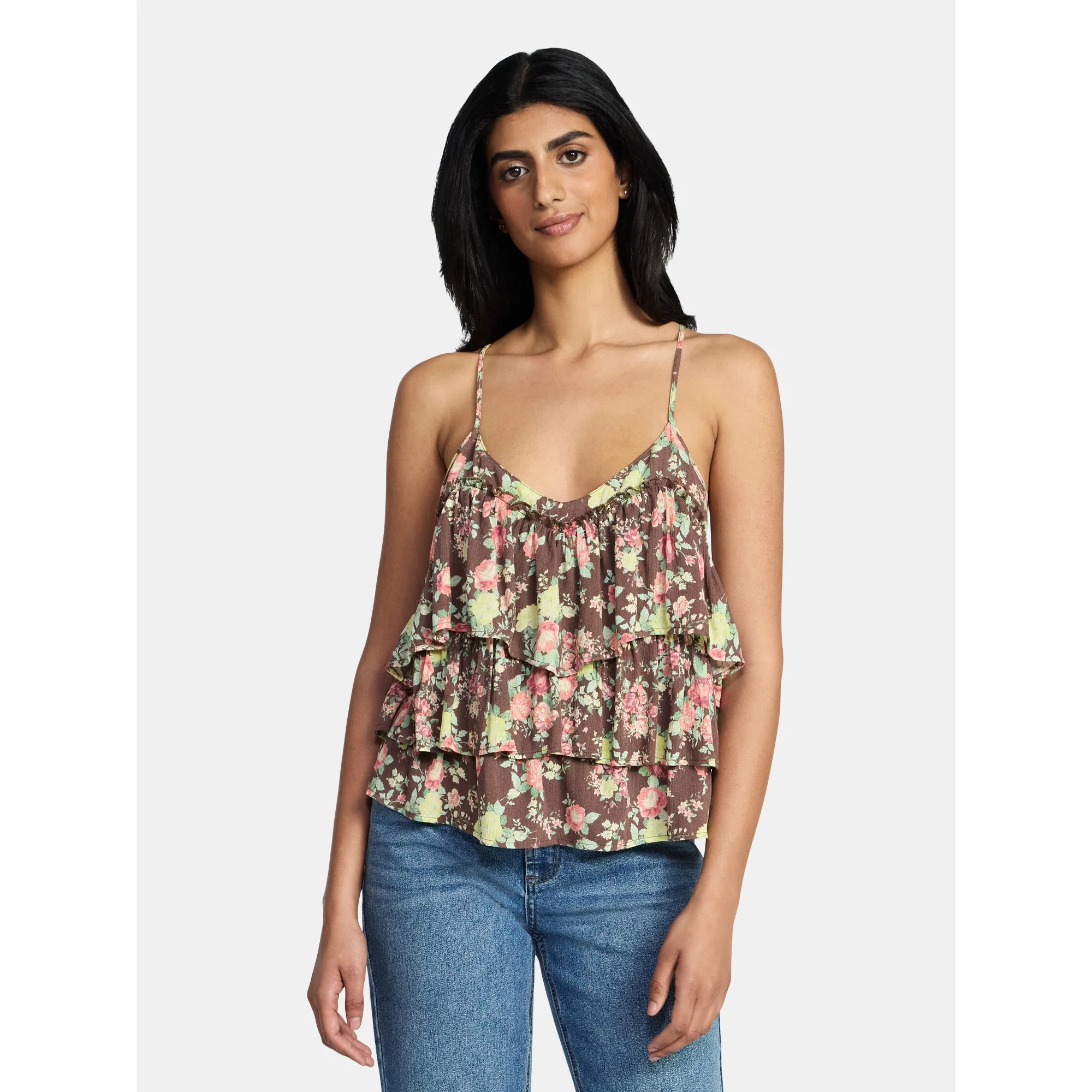 Madden NYC Women's Sleeveless Tiered Tank Top, Sizes XXS-XXL | Walmart (US)