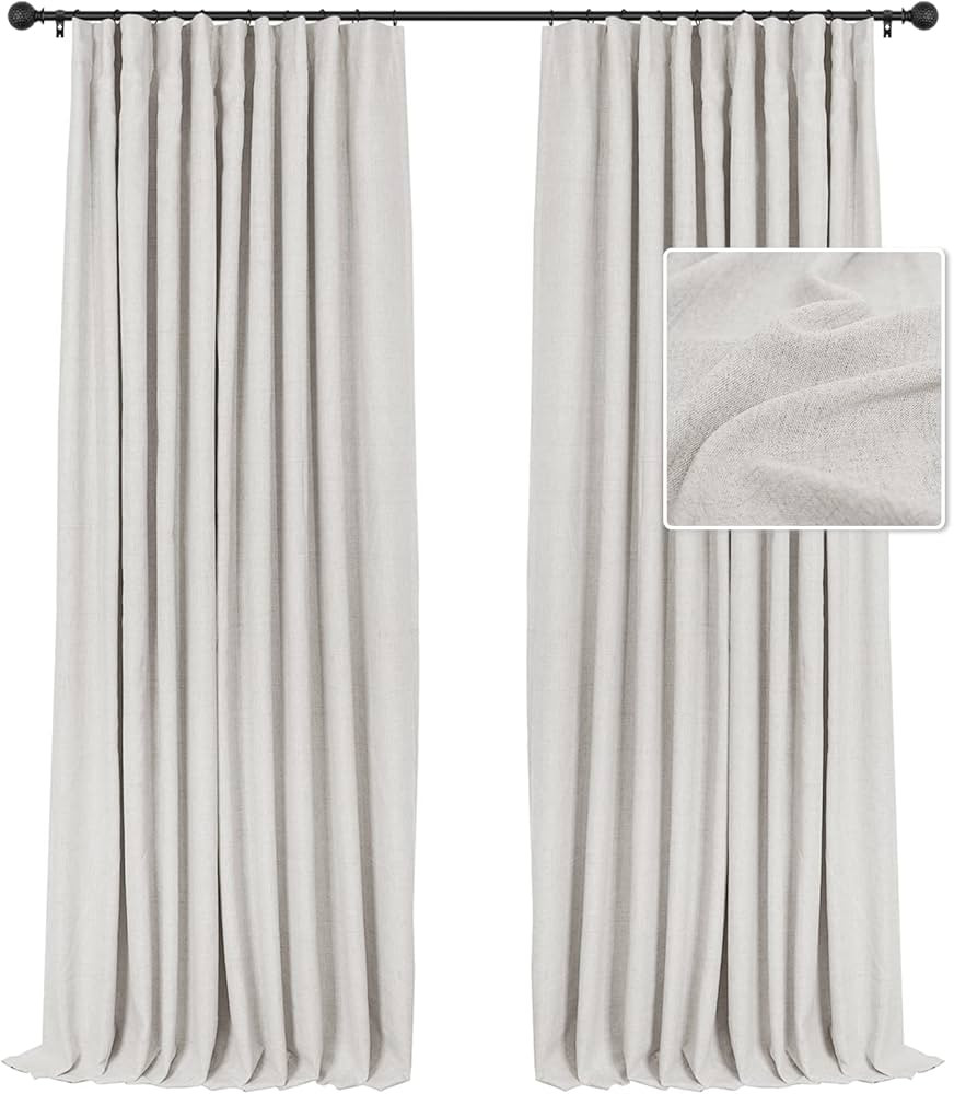 INOVADAY 100% Black Out Curtains 96 Inches Long, Thermal Insulated Linen Blackout Curtains for Be... | Amazon (US)