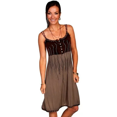 Scully Western Dress Women Spaghetti Strap Embroidery S Brown F0_HC125 | Walmart (US)
