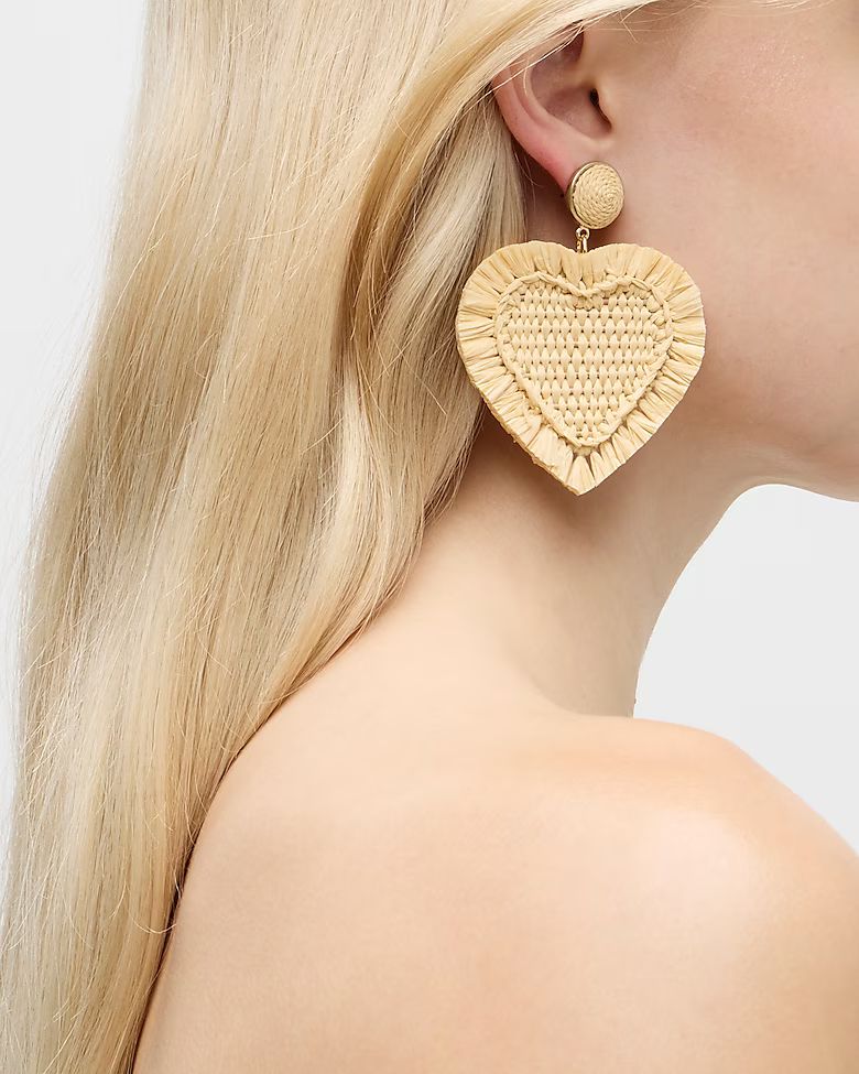Oversized heart raffia earrings | J.Crew US