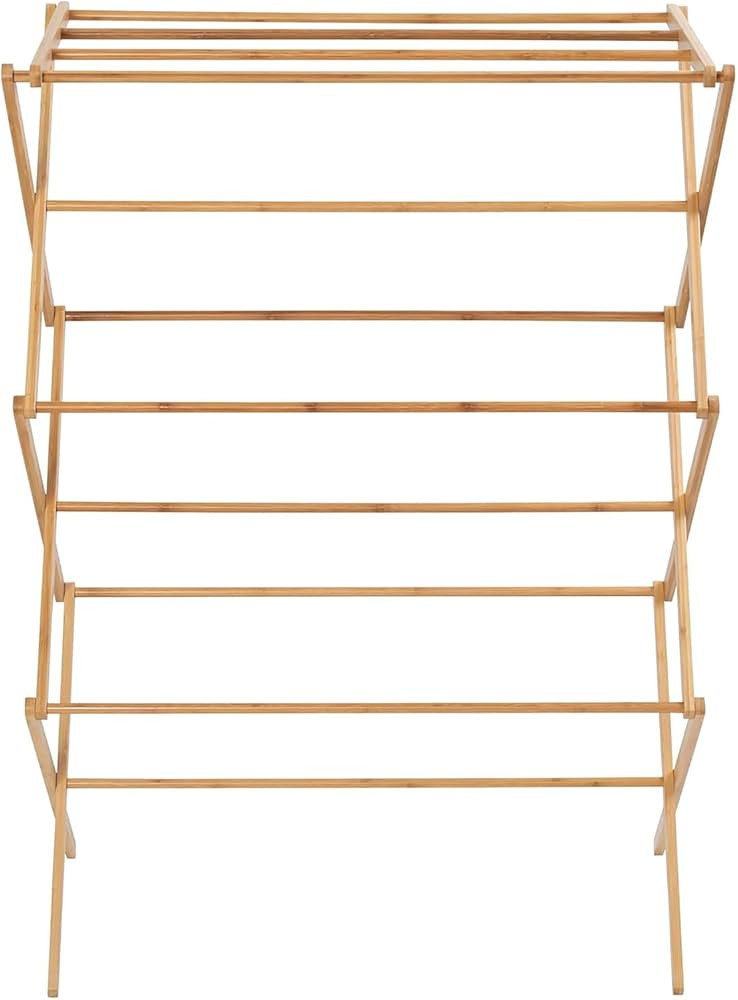 Collapsible Bamboo Drying Rack – Foldable Laundry Drying Stand for Indoor/Outdoor Use – Space-Saving Clothes Rack for Towels, Blankets & Delicates | Amazon (US)
