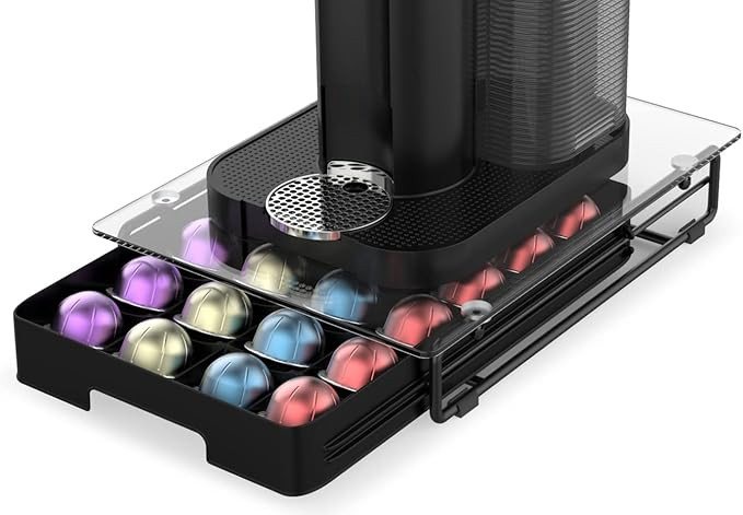 EVERIE 3'' SLIM Crystal Tempered Glass Organizer Drawer Holder Compatible with Nespresso Vertuo C... | Amazon (US)