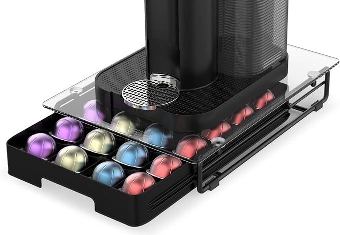EVERIE 3'' SLIM Crystal Tempered Glass Organizer Drawer Holder Compatible with Nespresso Vertuo C... | Amazon (US)