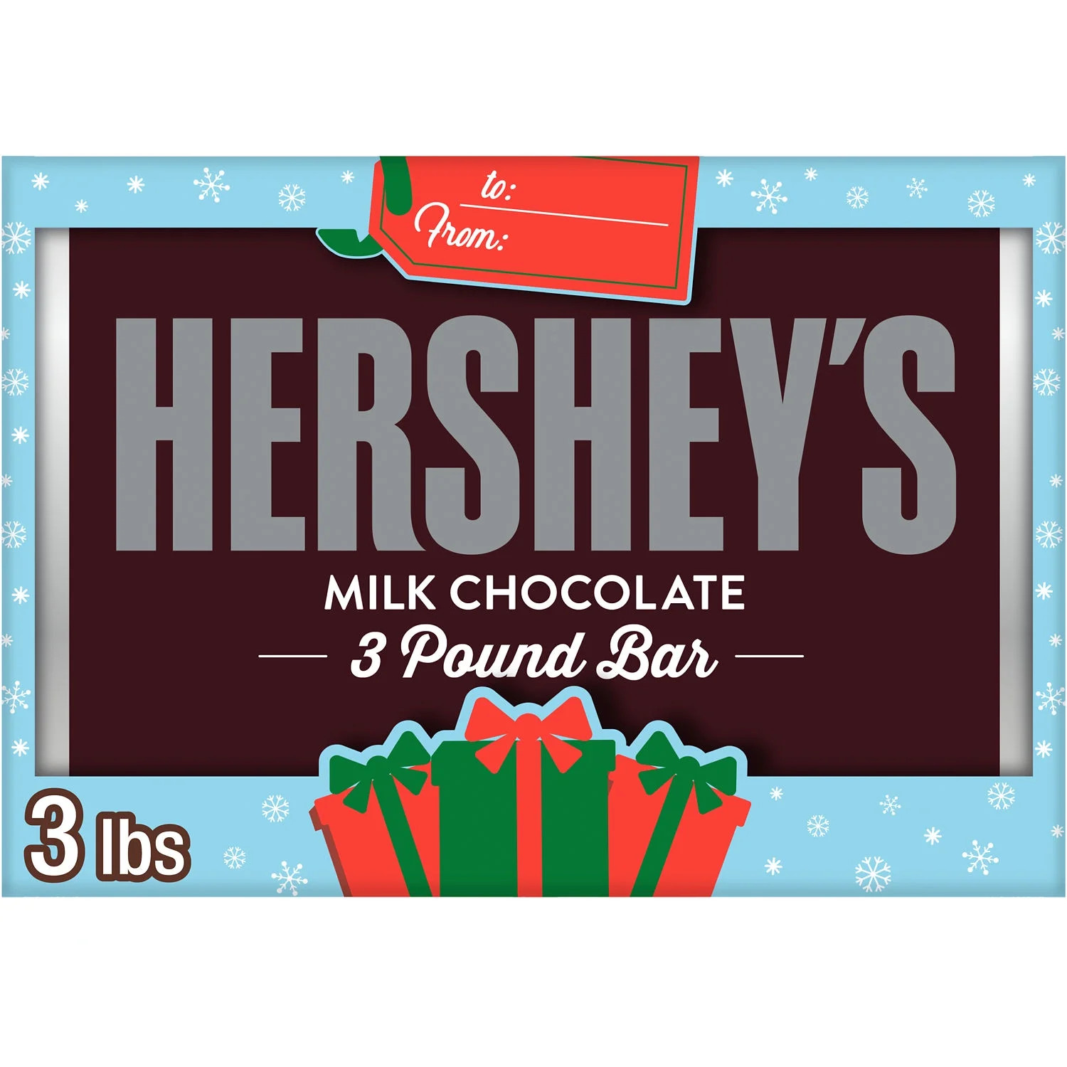 Hershey's Milk Chocolate Christmas Candy, Gift Bar 3 lb | Walmart (US)