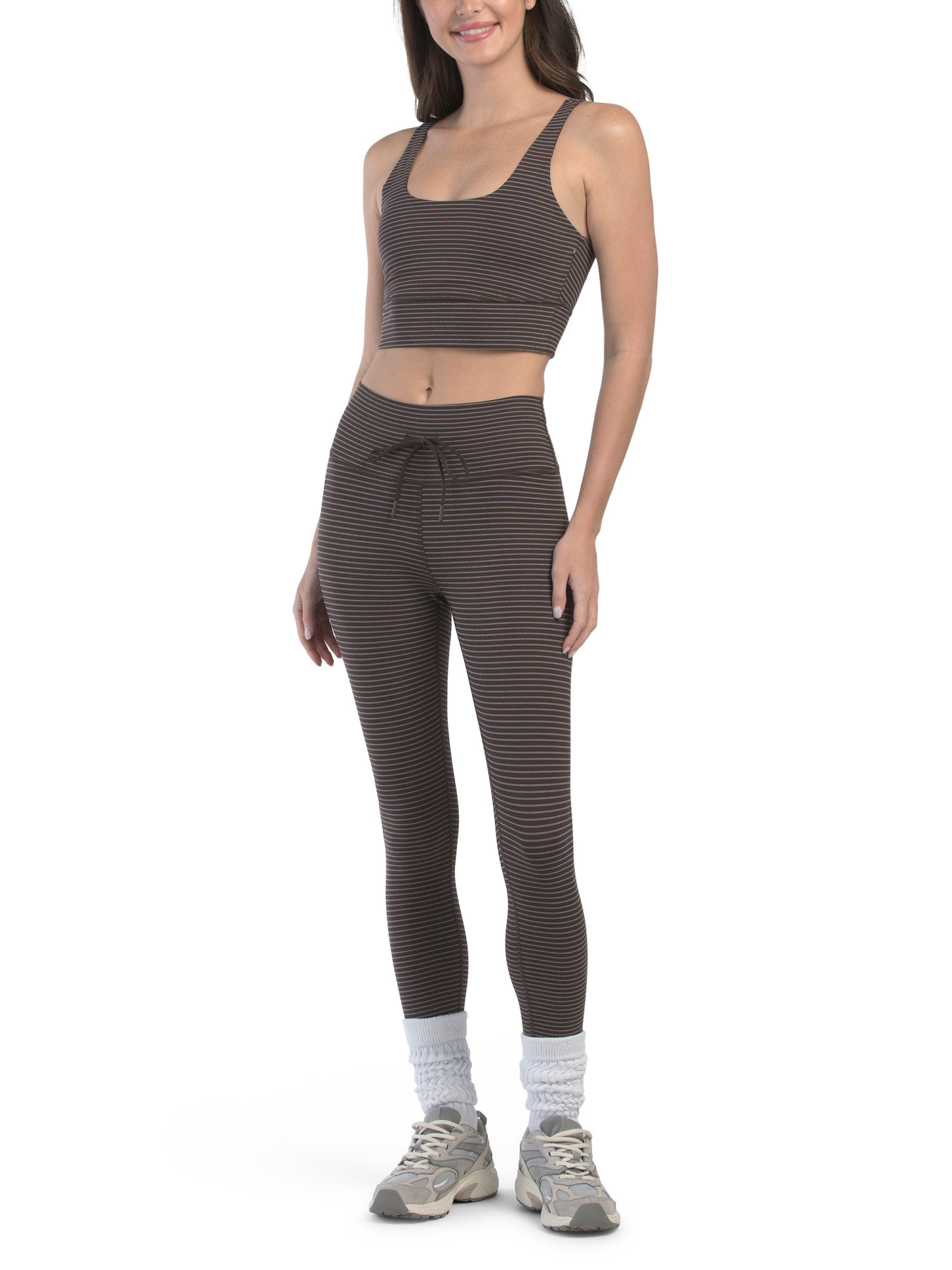 2pc Striped Sports Bra And Leggings Set | TJ Maxx