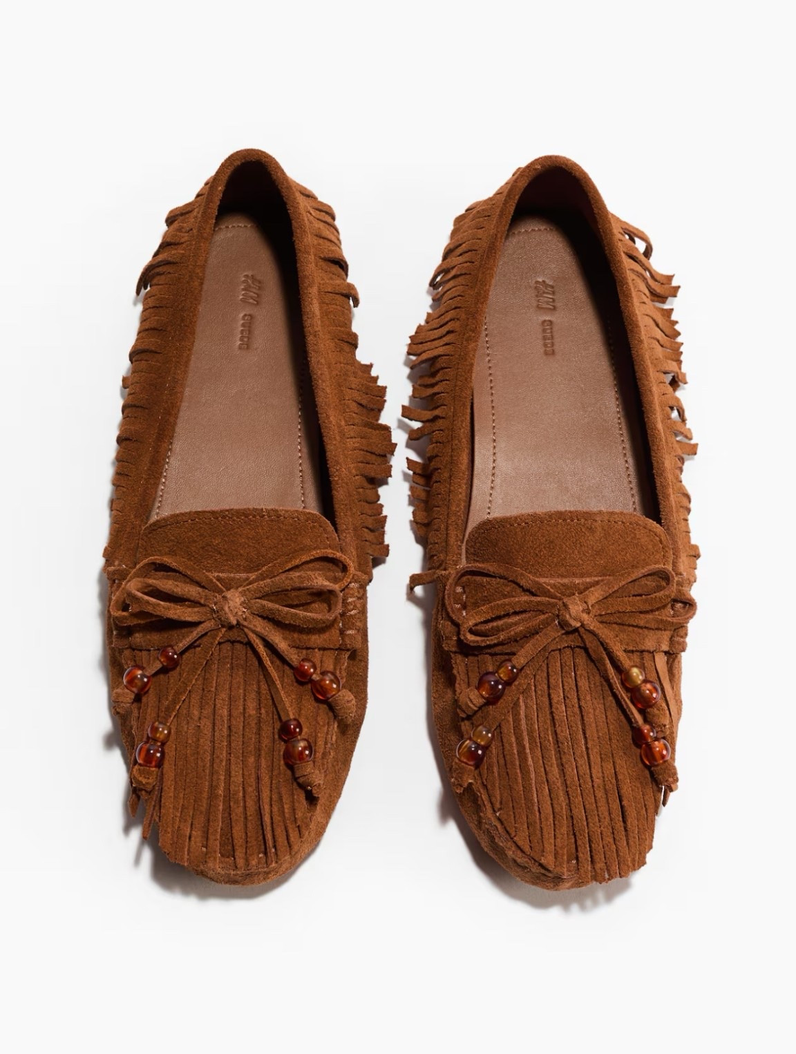Tan beaded front suede moccasins 

#LTKSeasonal
