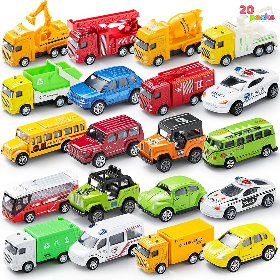 JOYIN 20PCS Die Cast Metal Pull Back Toy Cars, Vehicle Set for Toddlers, Child Party Favors, Cake... | Amazon (US)