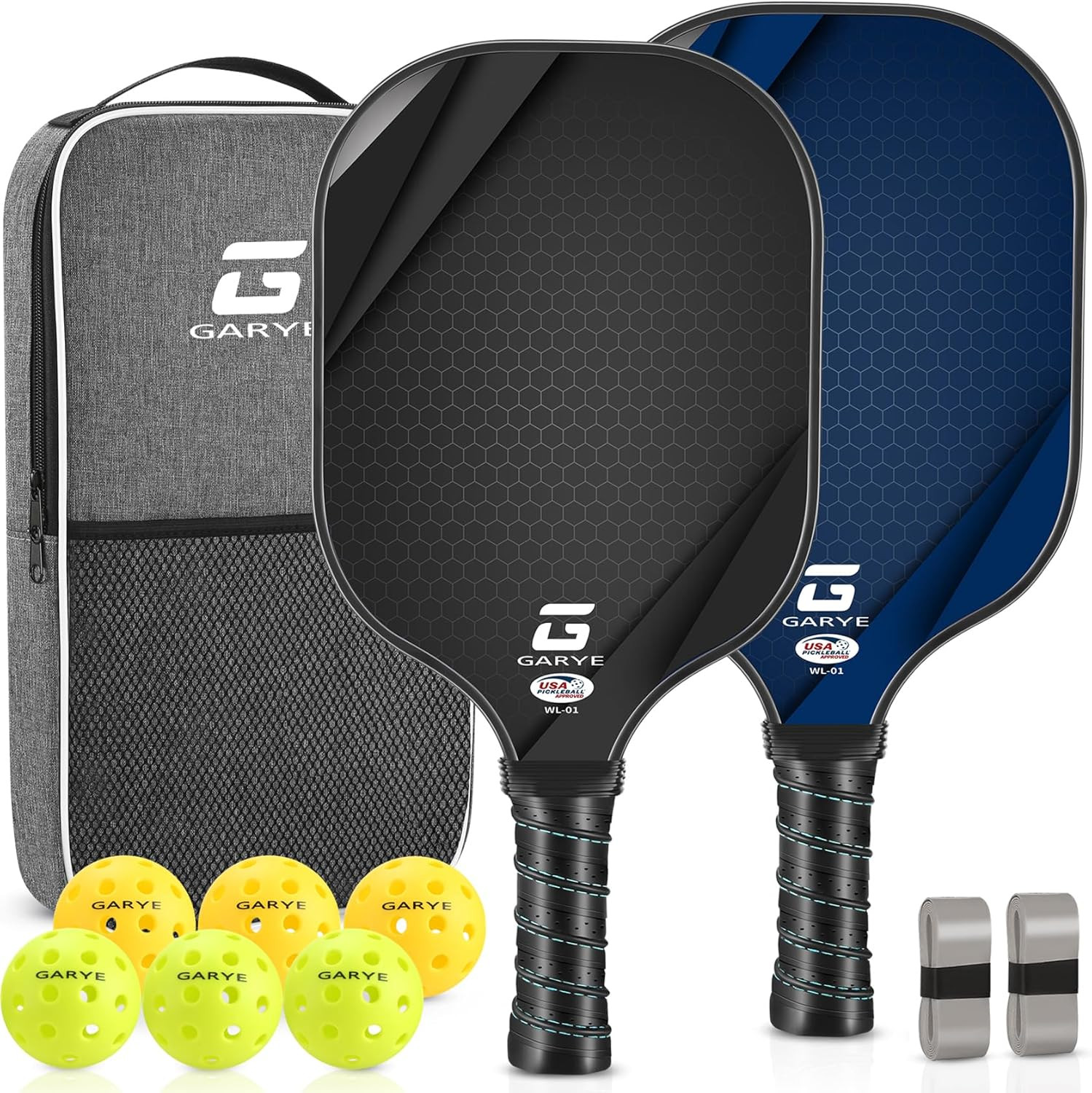 GARYE Pickleball Paddles Set of 2, USAPA Approved Carbon Fiber Pickleball Set, Lightweight Pickle... | Amazon (US)
