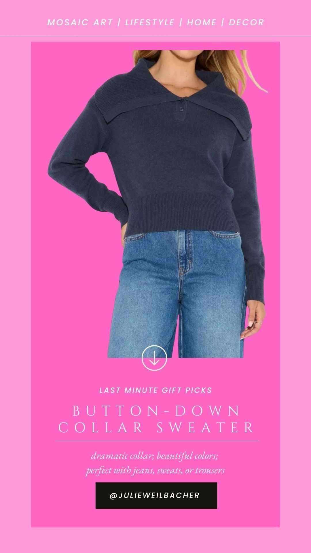 I’m loving this last-minute gift pick for her. This button-down collar sweater is equally adorable as it is dramatic. Pair it with jeans, sweats, or trousers. And it’s available in lots of sizes and other colors too!

#lastminutegiftideas #giftsforher #navysweater #buttondown #henley #collaredsweater #shawlcollar #target #targetpickupinstore #cozysweater

#LTKmomlife #LTKFindsUnder50 #LTKGiftGuide
