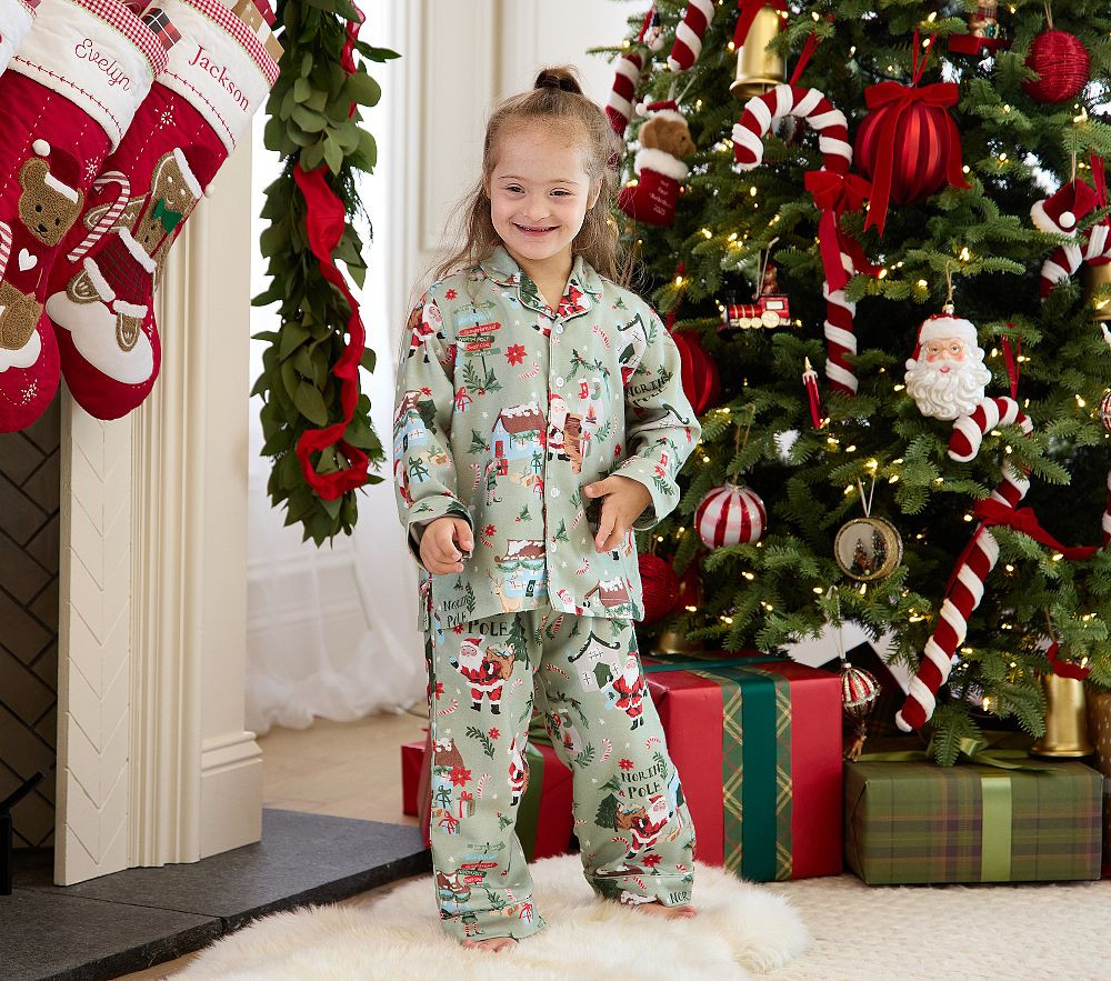 Candy Cane Village Flannel Kid Pajama Set | Pottery Barn Kids