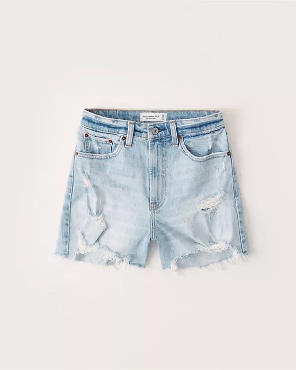 Curve Love High Rise 4 Inch Mom Shorts | Abercrombie & Fitch (US)