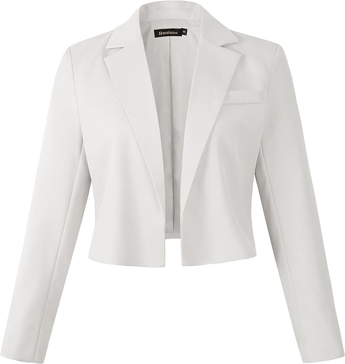 Beninos Womens Casual Blazers Open Front Crop Blazer Jacket | Amazon (US)