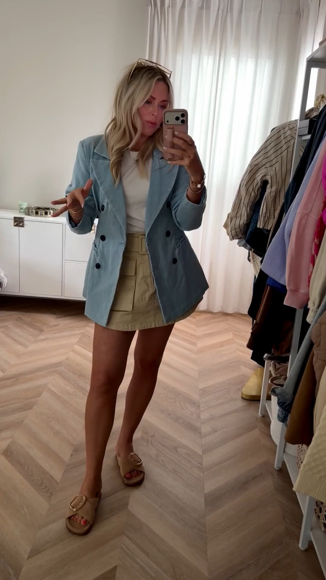 Restocked! Denim blazer of the season 🤍 the cinched A-line fit is SO good. Wearing a small and planning to keep it open — if you want it closed, I’d size up. Paired with this Target skirt (true to size) and I’m obsessed. Both such good finds ✨ skirt on sale! 

spring outfit. denim blazer. target style. spring staple. a line blazer. affordable fashion. everyday outfit. skirt outfit. neutral style. Summer outfits.

#LTKSeasonal #LTKootd #LTKSaleAlert