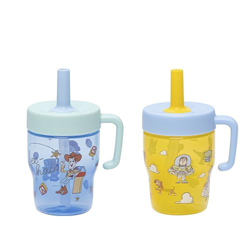Zak Designs Disney Pixar Toy Story Capri Toddler Tumbler For Travel or At Home, 10oz 2-Pack Durable Plastic Sippy Cups With Handle and Leak-Proof Design are Perfect For Kids (Woody, Buzz, & Friends) | Amazon (US)