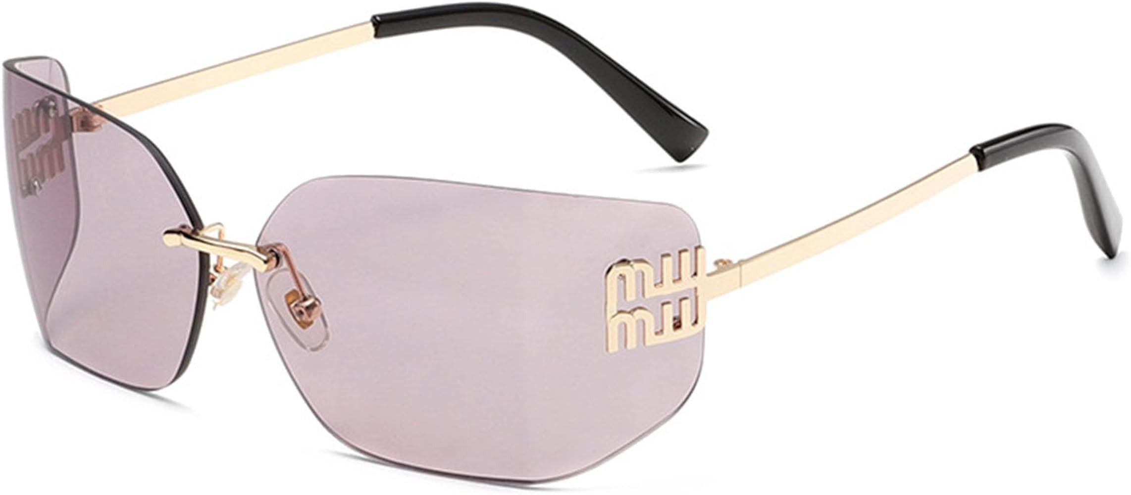 Futuristic Rimless Y2K Sunglasses for Women Men Fashion Wrap Around Frame Trendy Shield Frameless... | Amazon (US)