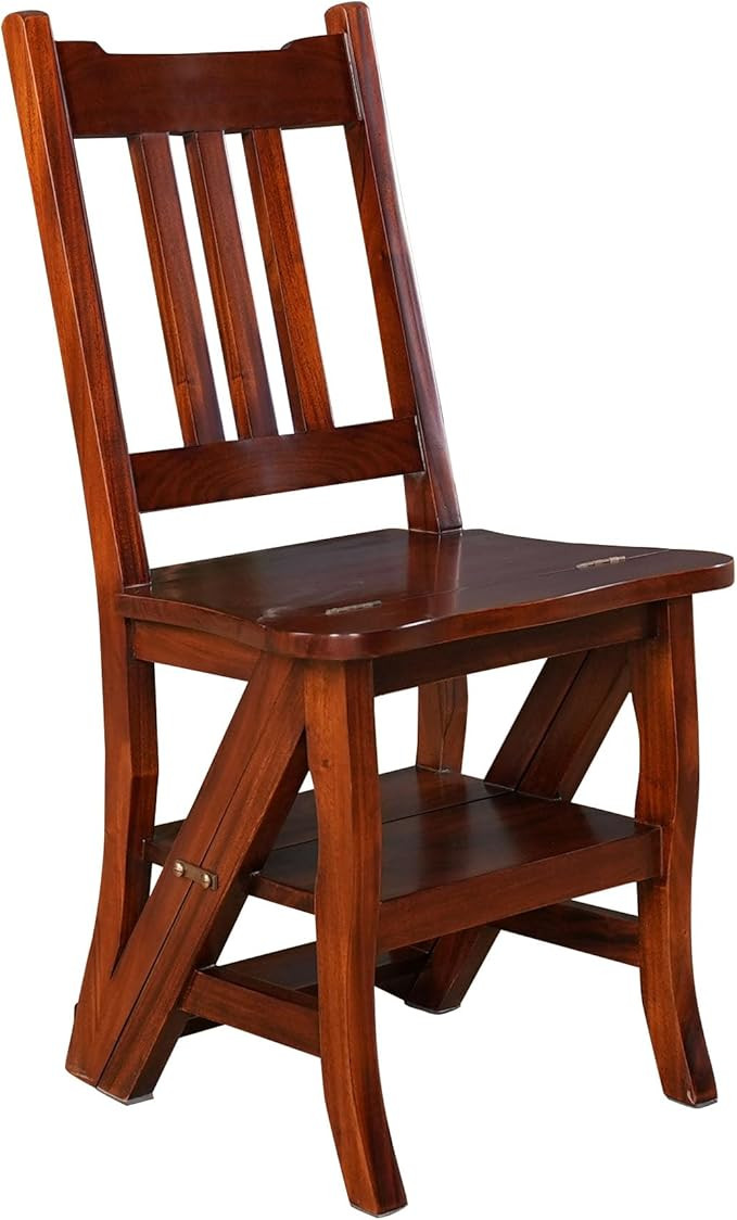 Library Chair or Step Ladder Chair Made From Solid Mahogany | Amazon (US)