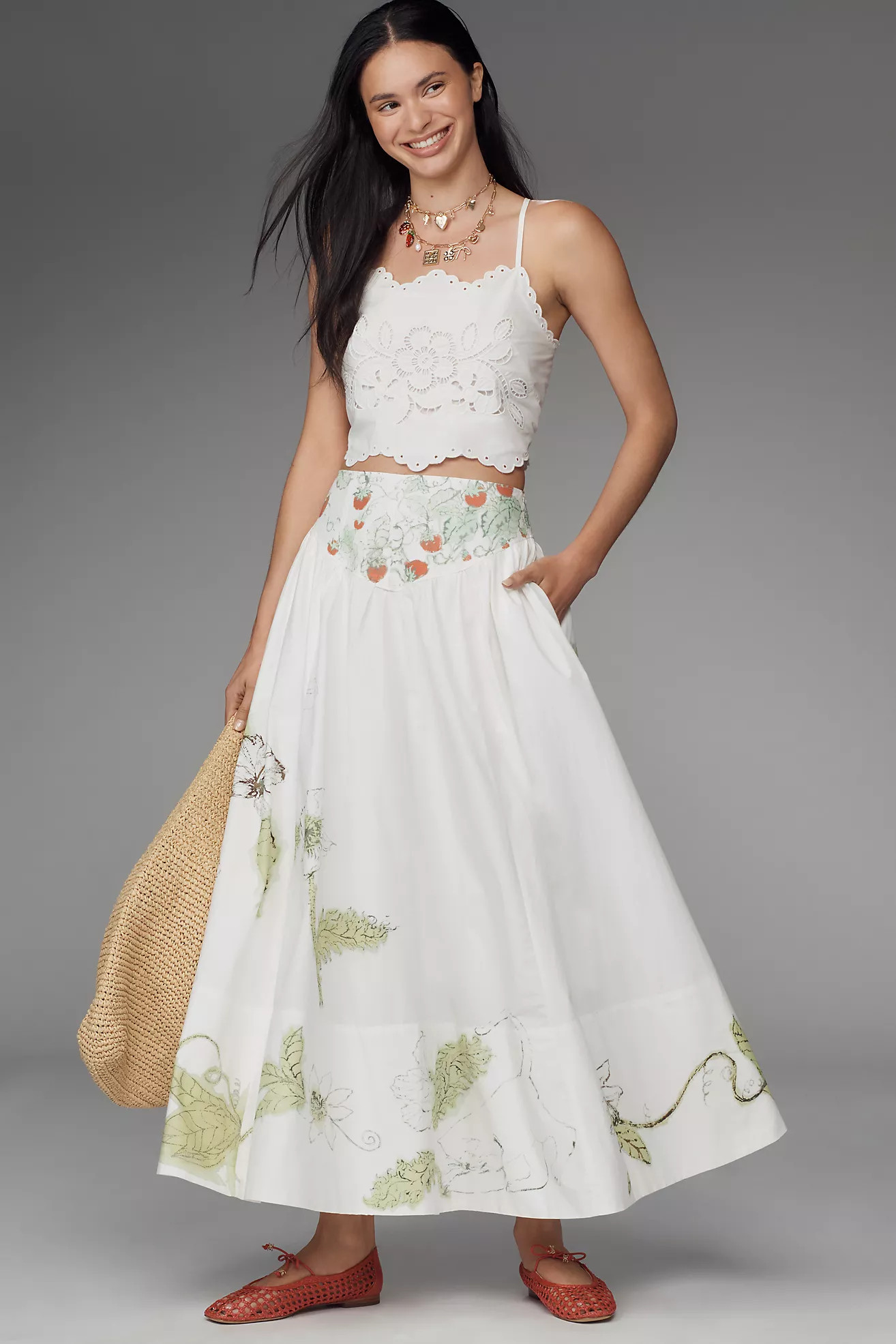 Swan Gossip x Anthropologie Basque-Waist Maxi Skirt | Anthropologie (US)