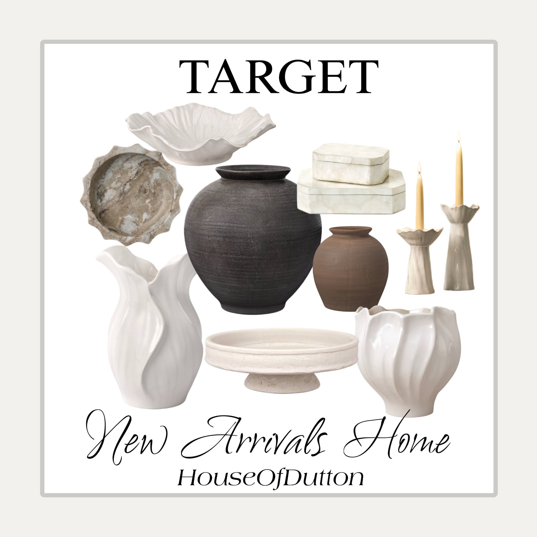 New Target home arrivals with an elevated, organic feel. Sculptural vases, stoneware bowls, pedestal trays, candleholders, and marble boxes that add texture and depth to shelves, consoles, and coffee tables.
#homedecor
#decorativevase
#sculpturalvase
#stoneware
#ceramicdecor
#pedestaltray
#candleholder
#marbledecor
#shelfdecor
#coffeetablestyling
#consoledecor
#neutralhomedecor
#targethome


#LTKSeasonal #LTKFindsUnder50 #LTKHome