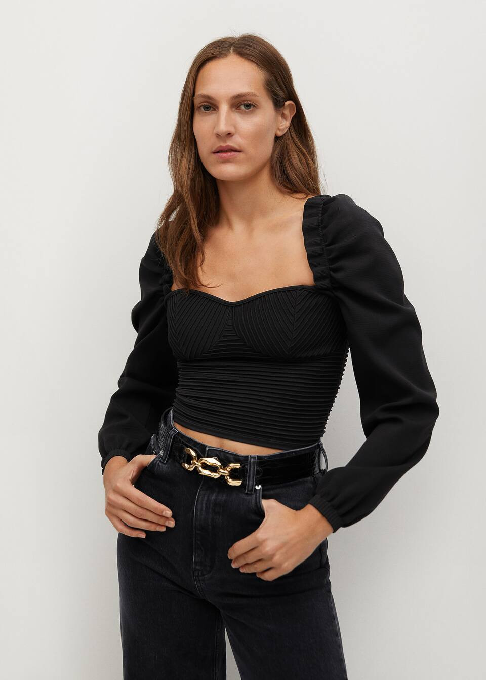 Puffed sleeves crop sweater | MANGO (UK)