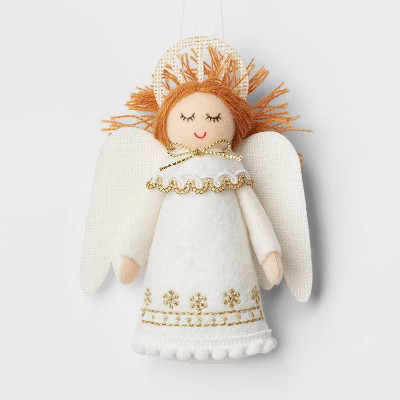 Felt Angel with Halo Christmas Tree Ornament White/Gold - Wondershop™ | Target