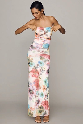 Leslie Strapless Mesh Midi Dress | Anthropologie (US)