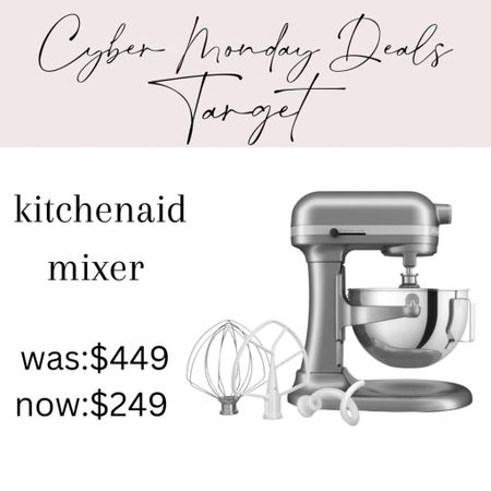 Cyber Monday Deals! 
Kitchenaid on sale at Target! Such a great price, I love mine! 
Target Sales 
Target kitchen Cyber sales 

#LTKHoliday #LTKCyberWeek