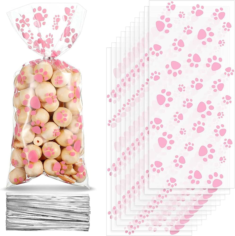 100 Pieces Pet Paw Print Cone Cellophane Bags Heat Sealable Candy Bags Dog Paw Gift Bags Cat Trea... | Amazon (US)