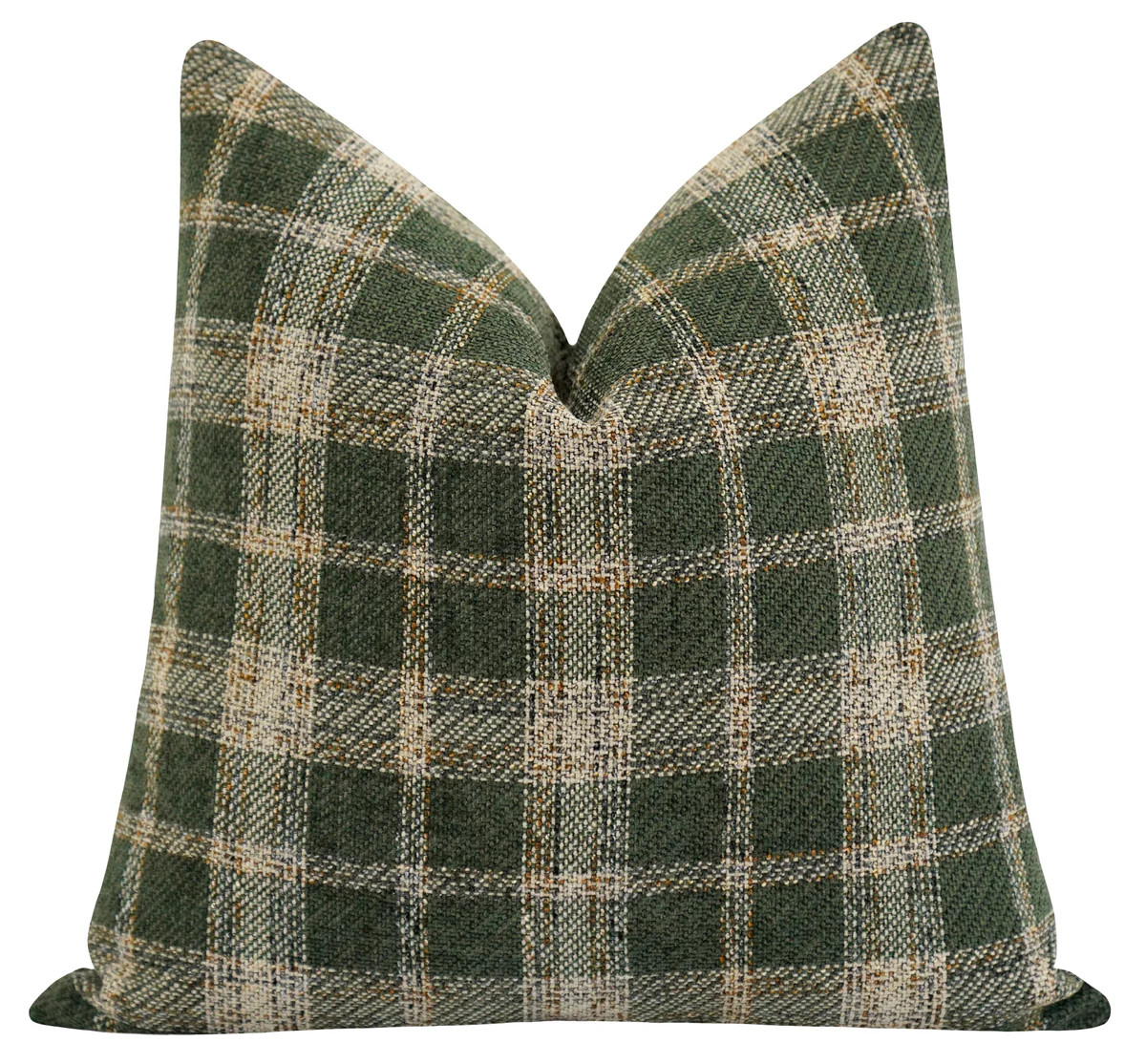 Cranston Laurel Green Woven Plaid Pillow | Land of Pillows