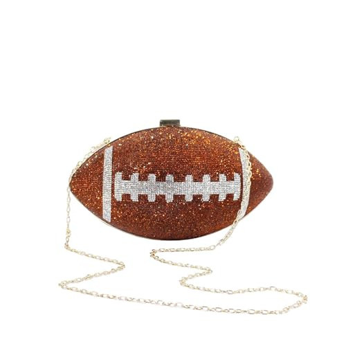 XEXZY Football purse for Women – Sparkly football purses for women, Chic rhinestone purse, Glitter bling purse Bag (Coffee) | Amazon (US)