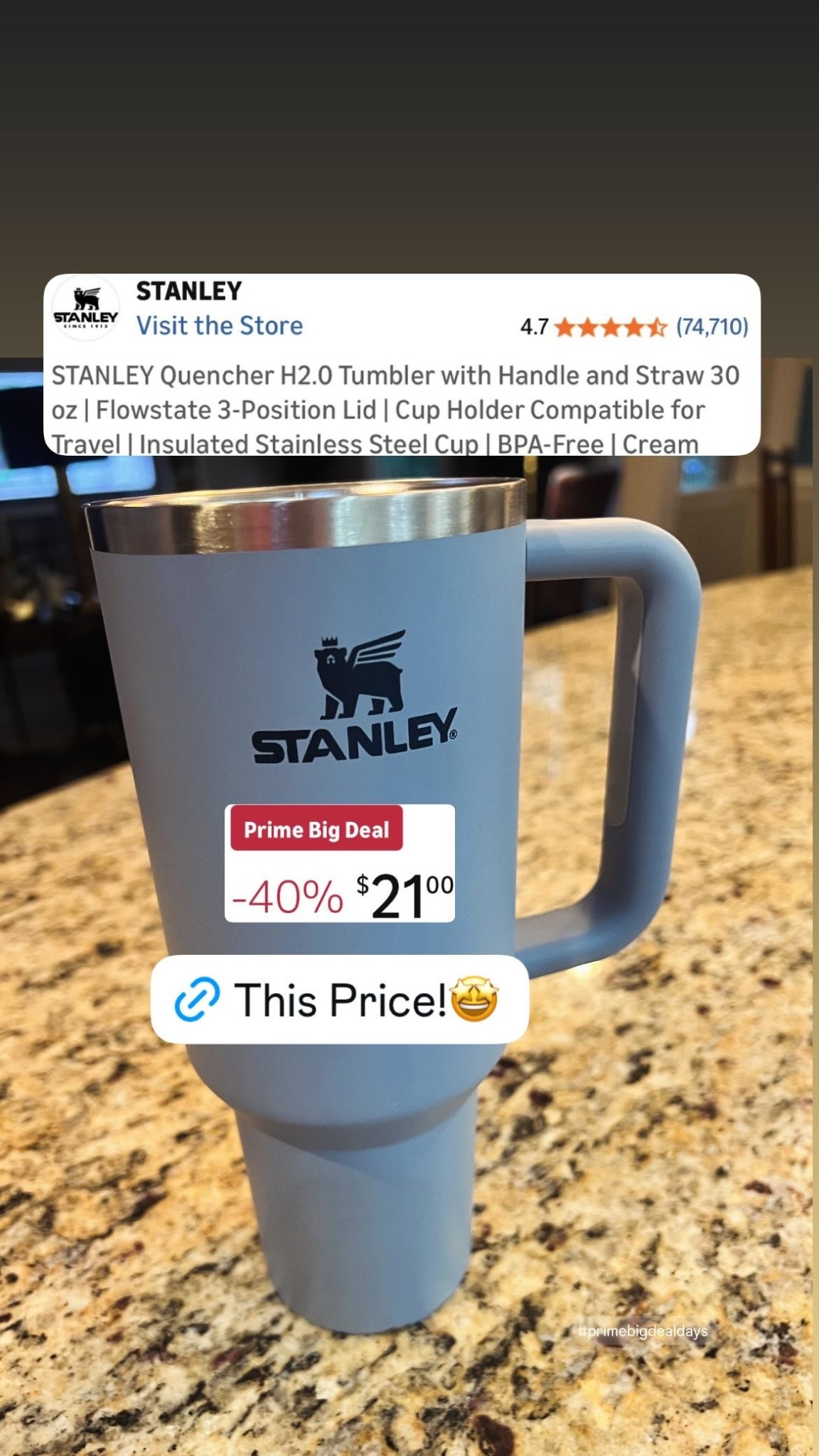Check out this super low price on this 30 ounce Stanley quencher H2O Tumblr with handle and straw!
grab this deal from the Amazon prime big deal days sale!

#LTKOver40 #LTKSaleAlert #LTKHome