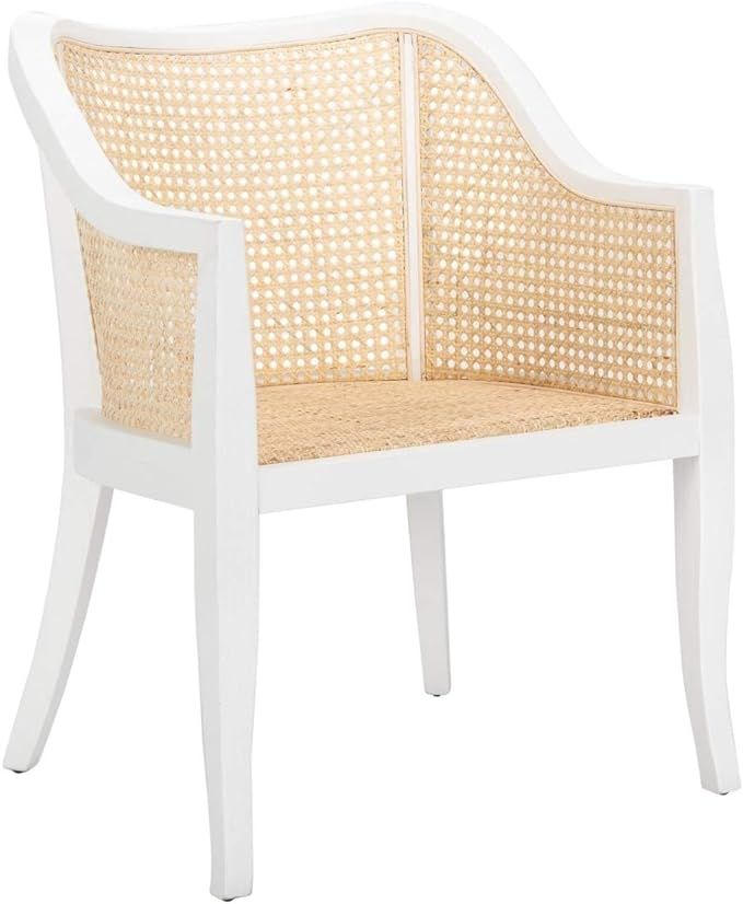 Safavieh Home Maika Coastal White and Natural Cane Dining Chair | Amazon (US)