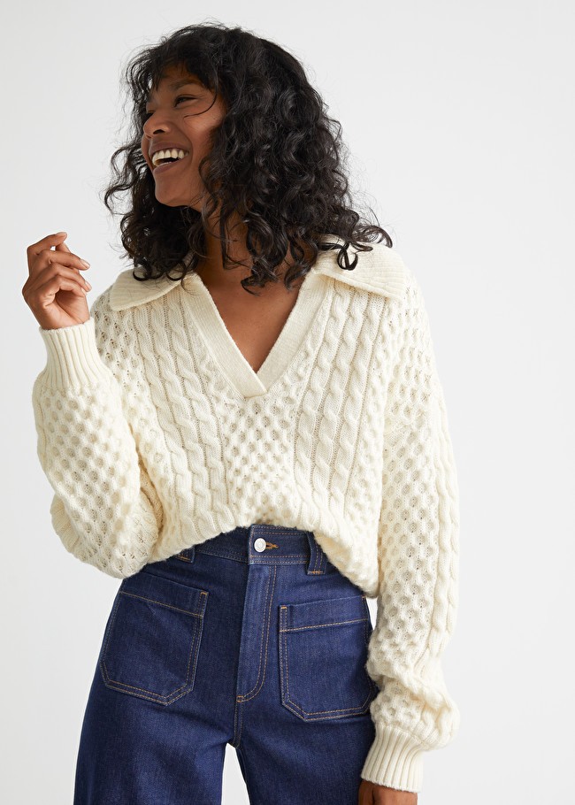 Strickpullover aus Merinowolle mit Zopfmuster | & Other Stories (EU + UK)