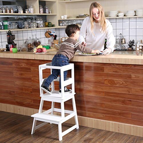 Amazon.com : SDADI Kids Kitchen Step Stool with Safety Rail- for Toddlers 18 Months and Older, Wh... | Amazon (US)
