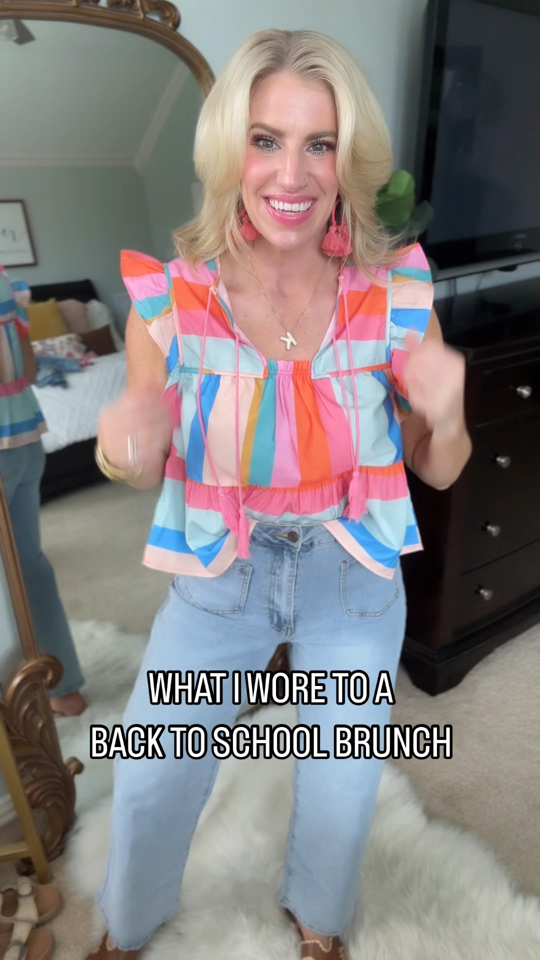 What I wore to a back to school school brunch💗
Top fits tts and wearing small
Jeans fit tts and wearing a 4

#LTKFindsUnder50 #LTKStyleTip #LTKBacktoSchool