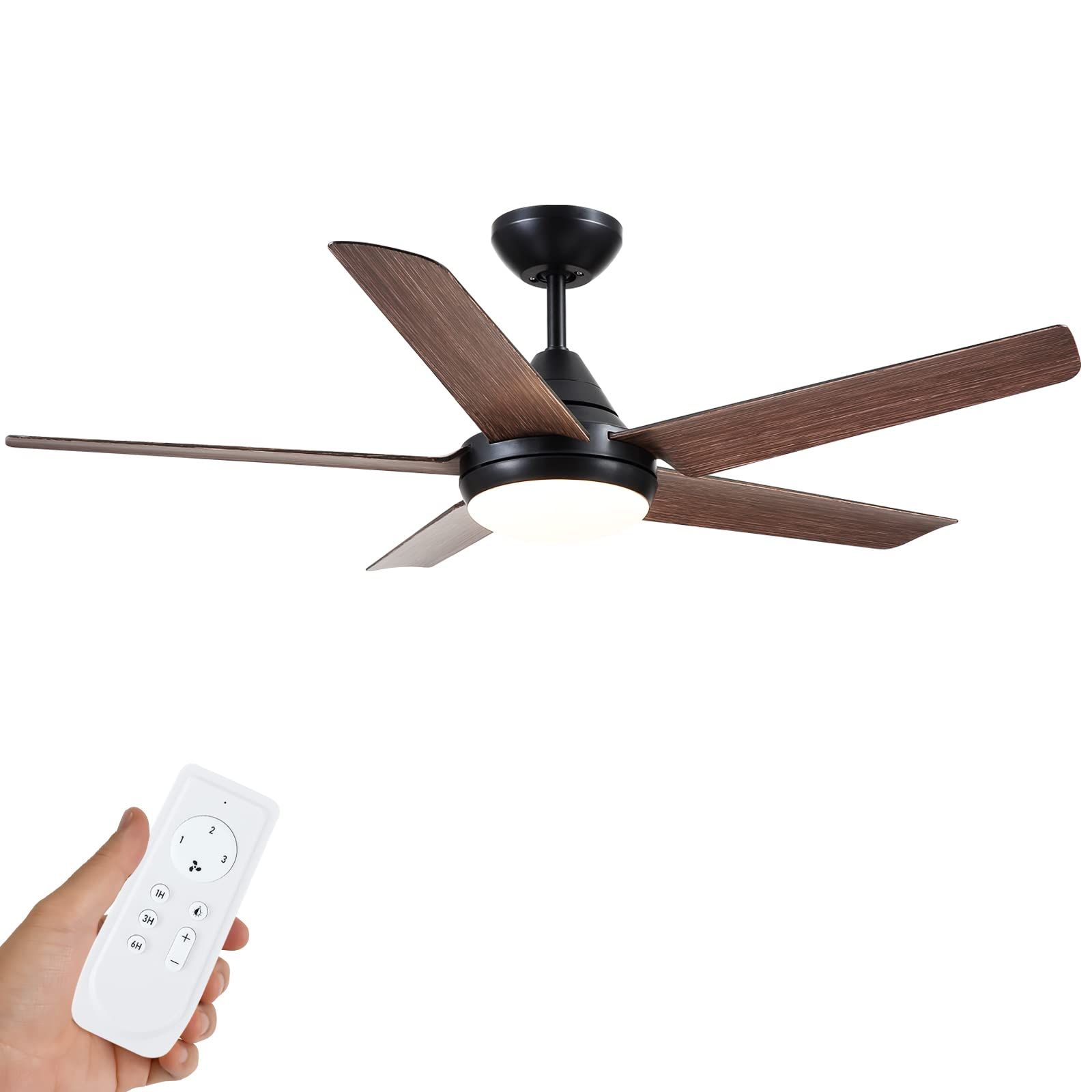 Ceiling fan with lights Remote control in walnut finish, 48 Inch Ceiling Fan with Reversible Blad... | Amazon (US)