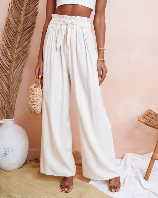 Del Ray Waist Tie Wide Leg Pants - Oatmeal | VICI Collection