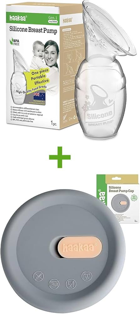 haakaa Manual Breast Pump 4oz/100ml and Silicone Cap Combo | Amazon (US)